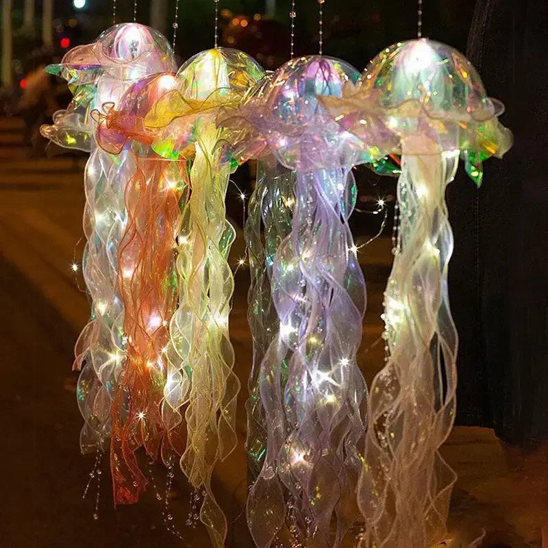 Jellyfish Lamp Portable Flower Lantern Children Room under the Sea Atmosphere Decoration Lamp Bedroom Night Lamp Home Decoration