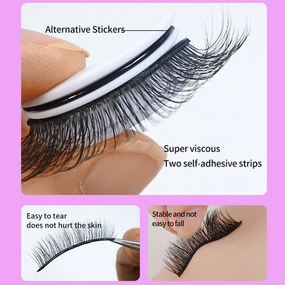 Self Adhesive Eyelashes Glue-Free Reusable 3D Wispy Thick Natural Lashes Makeup Fake Eyelashes