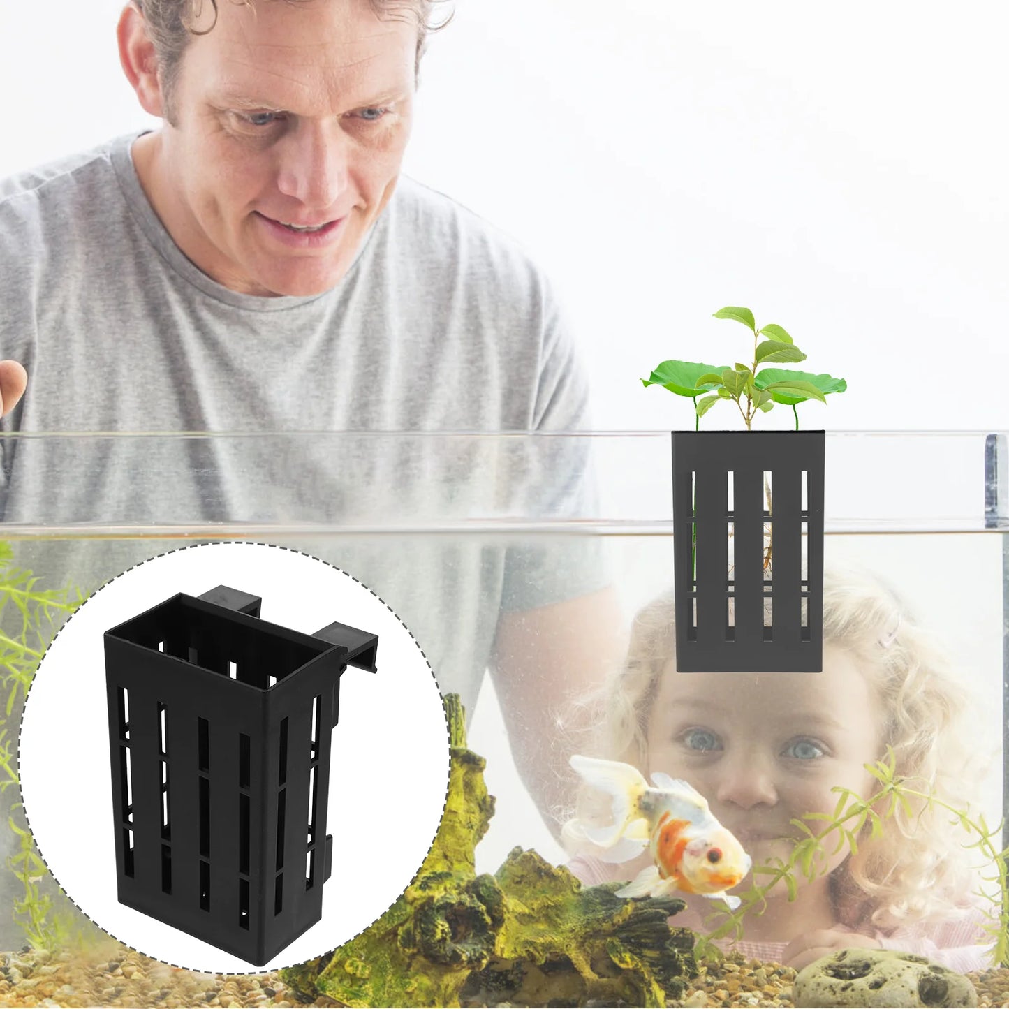 4Pcs Plastic Aquarium Plant Holder Fish Tank Aquatic Plant Hanging Plant Pot with Holes