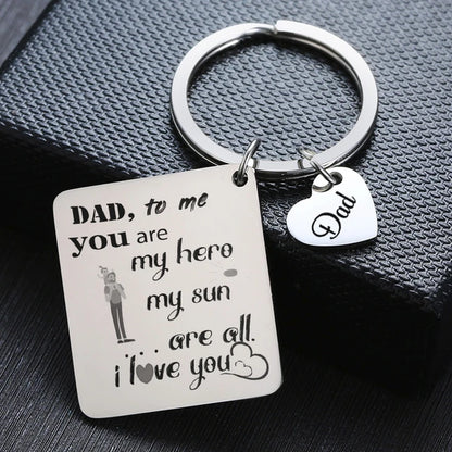 PERSONALISED DAD KEYCHAIN MISS YOU MY DAD GREAT LOVE FATHER’S DAY GIFT I LOVE YOU