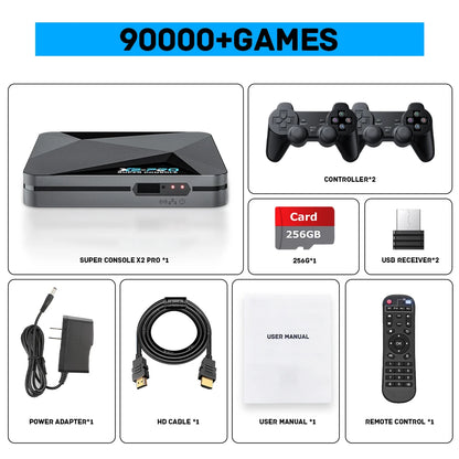 Retro Video Game Console Super Console X2 Pro with 90000 Video Games for PS1/DC/MAME/SS with Gamepad Kid Gift Game Box