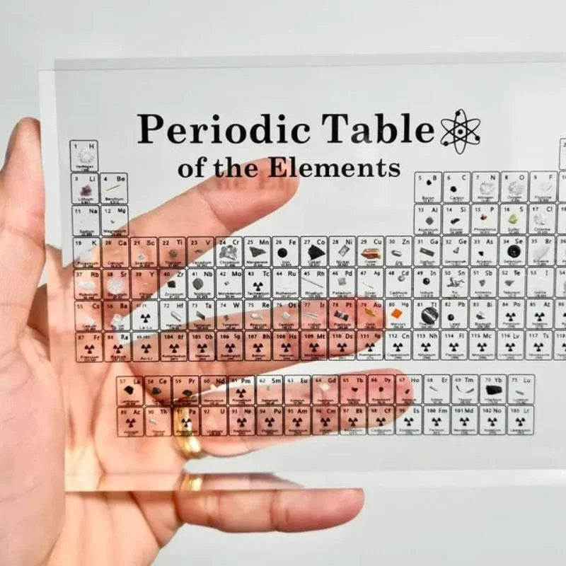 Periodic Table of Elements Desk Display with Real Elements Kids Teaching Gifts Chemical Element Home Acrylic Periodic Table